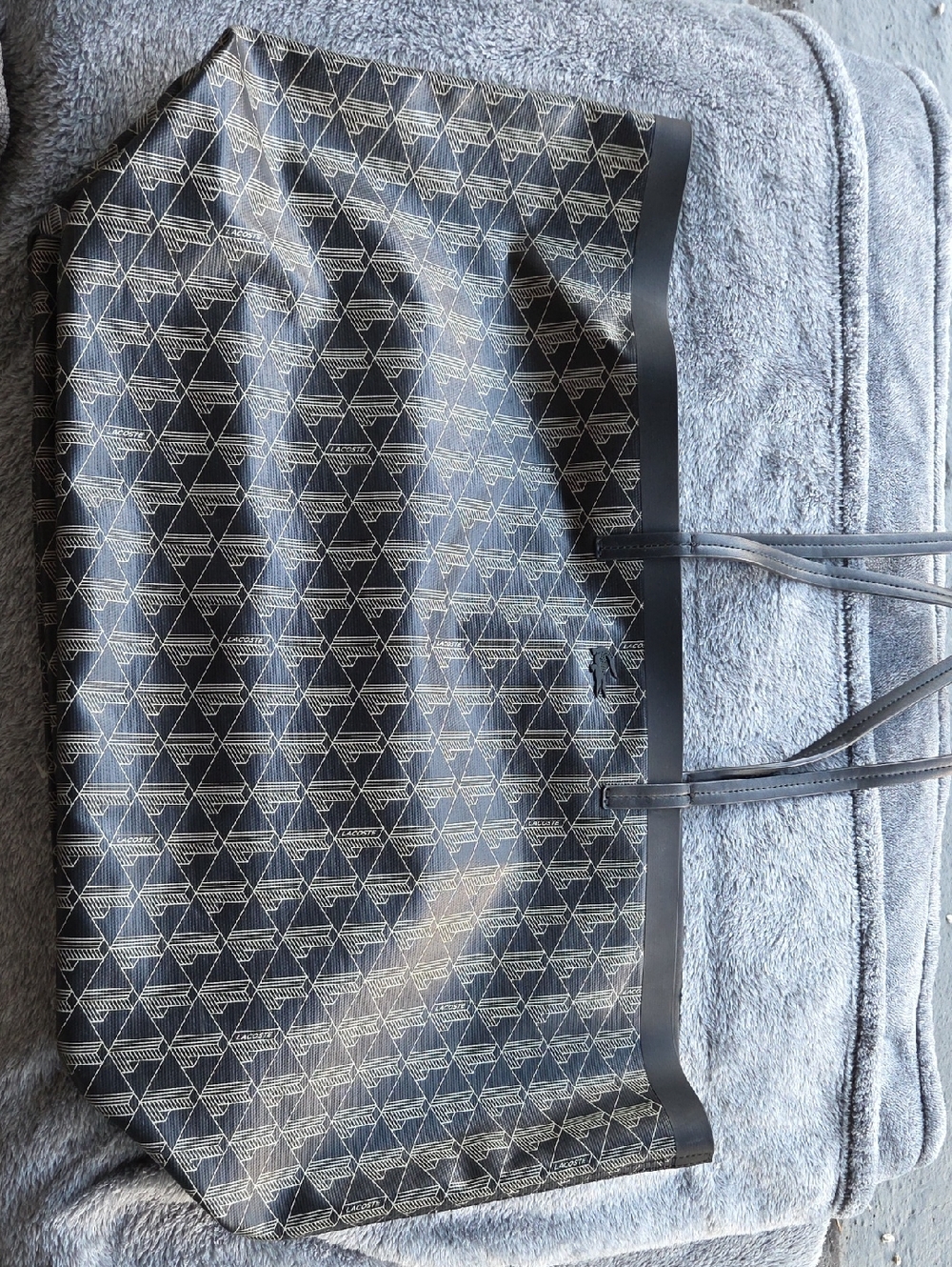 Pre-Loved Lacoste Monogram Zely Large Tote Black